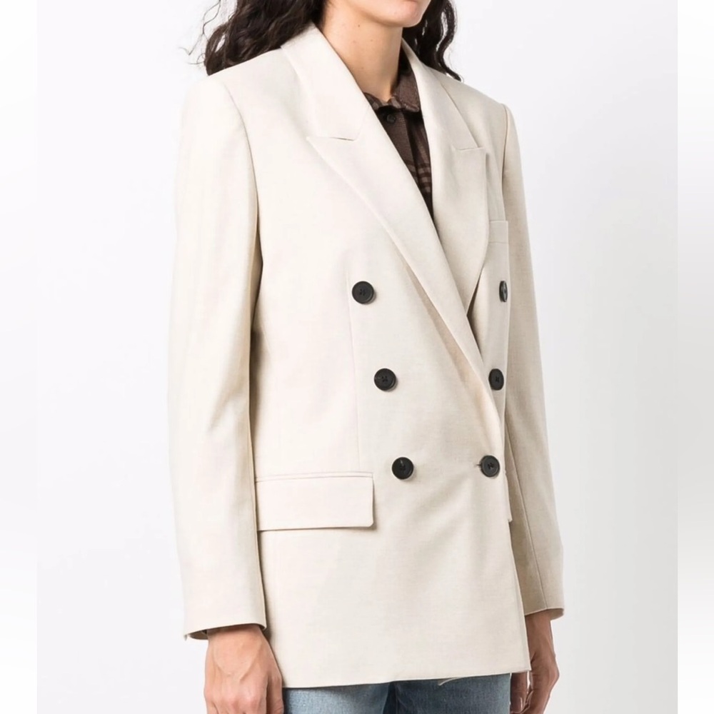 Isabel Marant Etoile Cream Double-Breasted Blazer - Picture 2 of 10